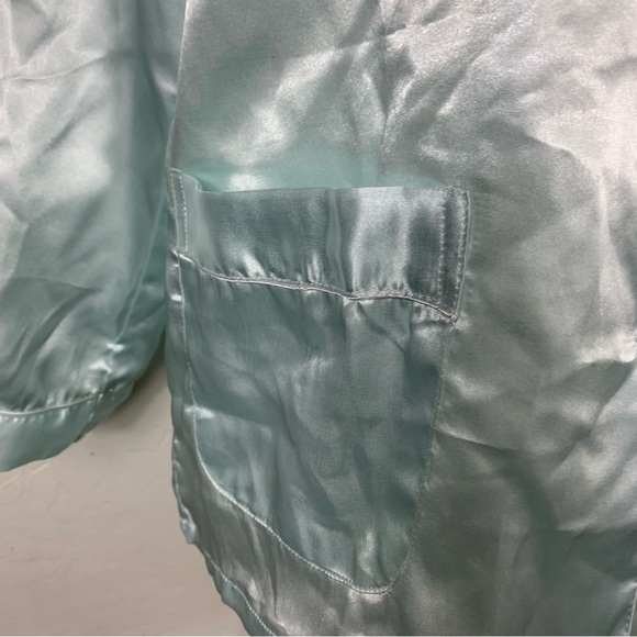 Vintage Jiashiyi Size Large Button Down Pajama Top Embroidered Blue Pink Flowers - Picture 6 of 7